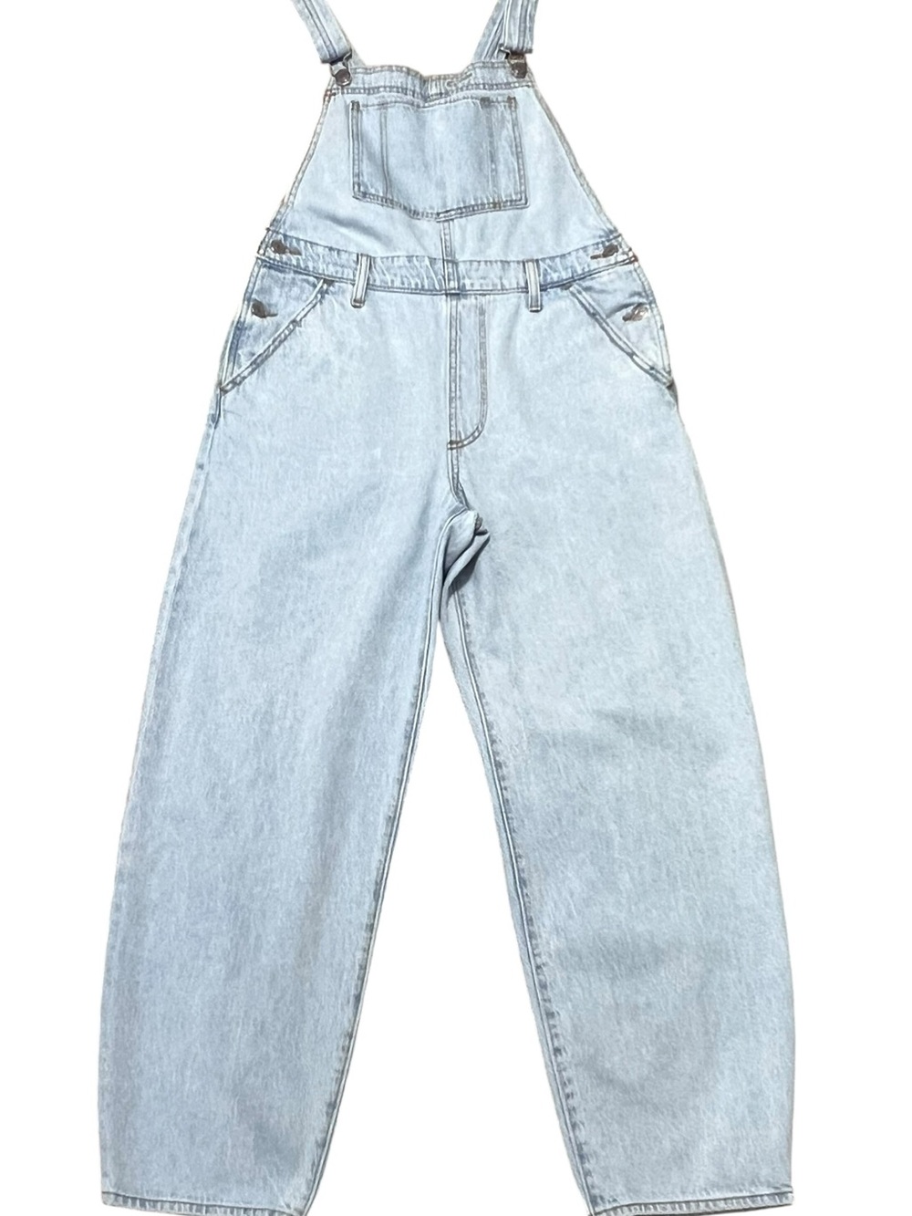 Levis Premium Big E Denim Barrel Legs Baggy Overalls M Cross-back Straps Light - Picture 2 of 13